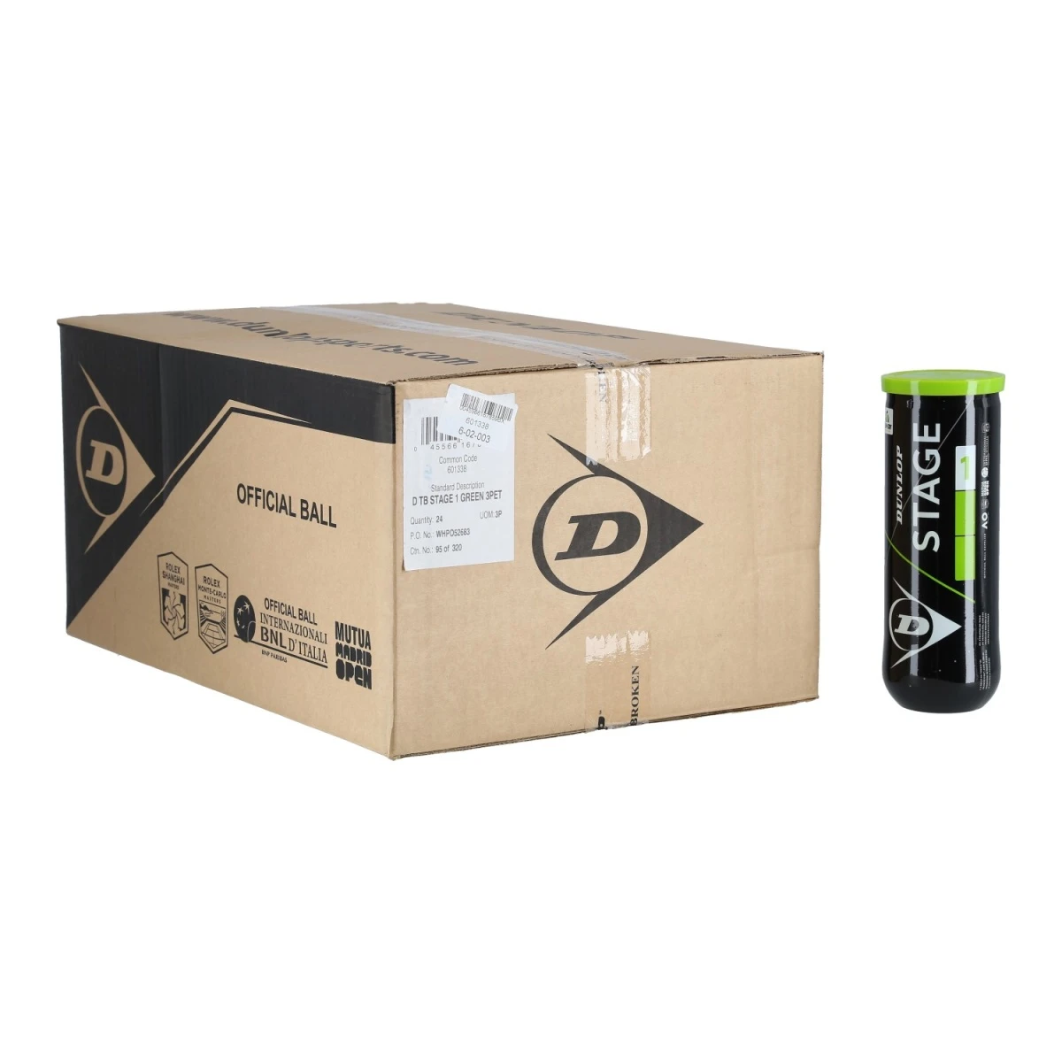 Dunlop Methodikbälle Stage 1 (grüner Punkt) Gelb Dose 24x3er Im Karton