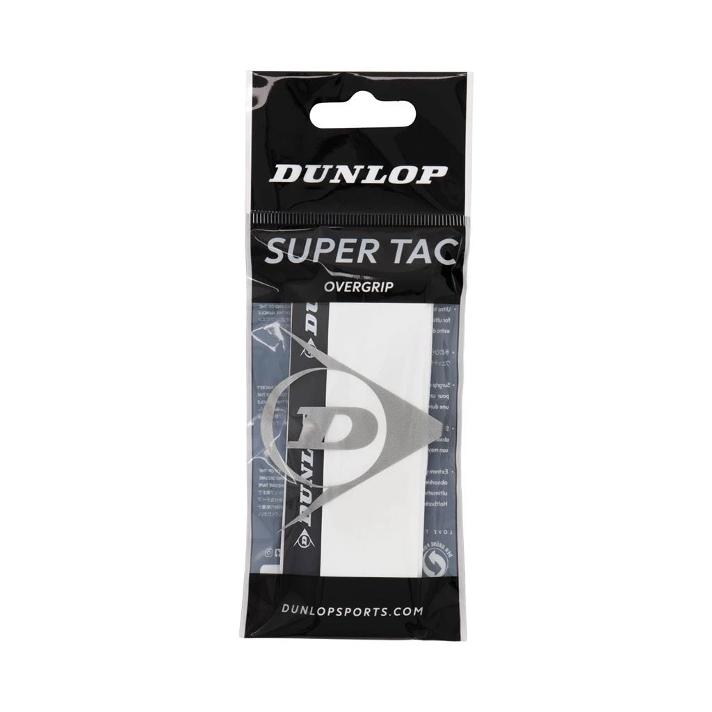 Dunlop Overgrip Super Tac 0.5mm - Extrem Griffig, Feuchtigkeitsabsorbierend - Weiss - 1 Stück