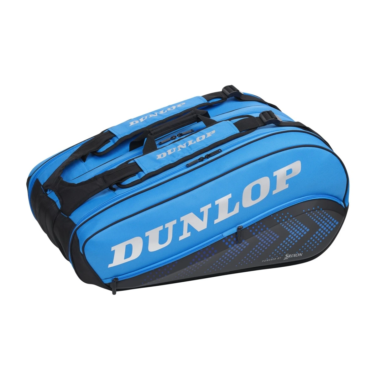 Dunlop Srixon Tennis-Racketbag FX Performance (Schlägertasche, 3 Hauptfächer, Thermofach) Schwarz/blau 12er