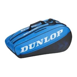 Dunlop Tennis-Racketbag FX Club (Schlägertasche, 2 Hauptfächer) Schwarz/blau 10er