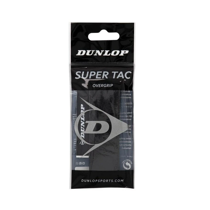 Dunlop Overgrip Super Tac 0.5mm (extrem Griffig, Feuchtigkeitsabsorbierend) Schwarz - 1 Stück