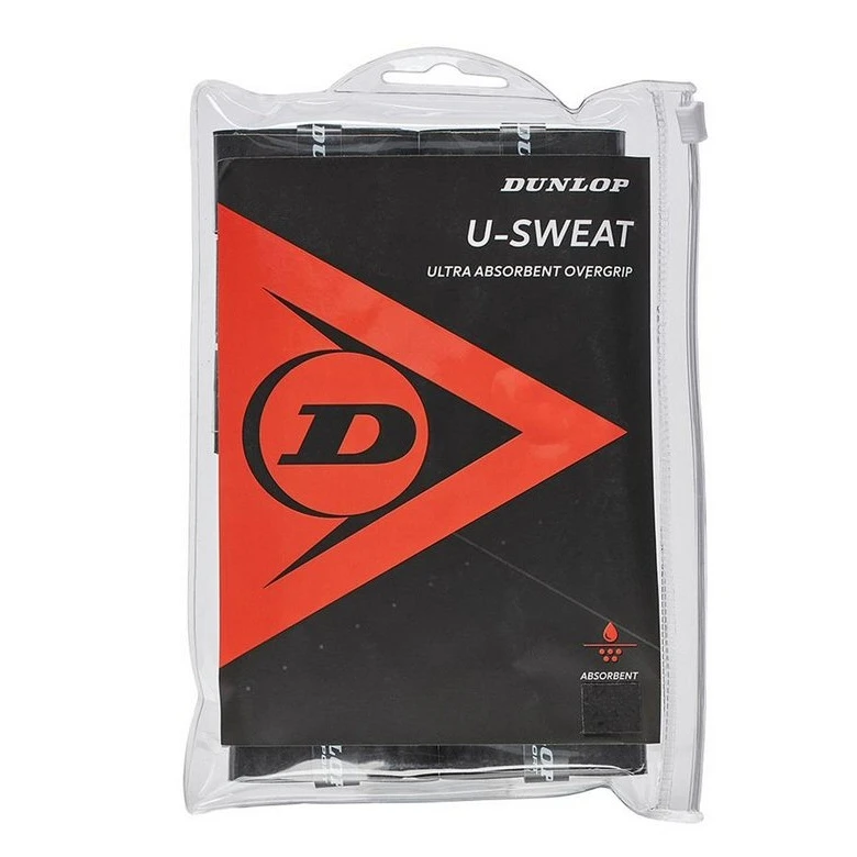 Dunlop Overgrip U-Sweat 0.5mm - Feuchtigkeitsabsorbierend, Griffig - Schwarz 12er Clip-Beutel