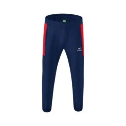 Erima Präsentationshose Team Lang (100% Polyester, Leicht, Moderner Schmaler Schnitt) Navyblau/rot Herren