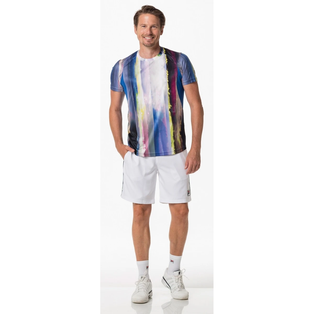 Fila Tennishose Short Leon (optimale Bewegungsfreiheit) Kurz Weiss Herren – Bild 2