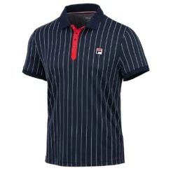 Aktion Noch Gültig Klicken Sie Auf Das Icon, Um Eine Erklärung Zu Erhalten. Fila Tennis-Polo Stripes (100% Polyester) Navyblau/weiss Herren