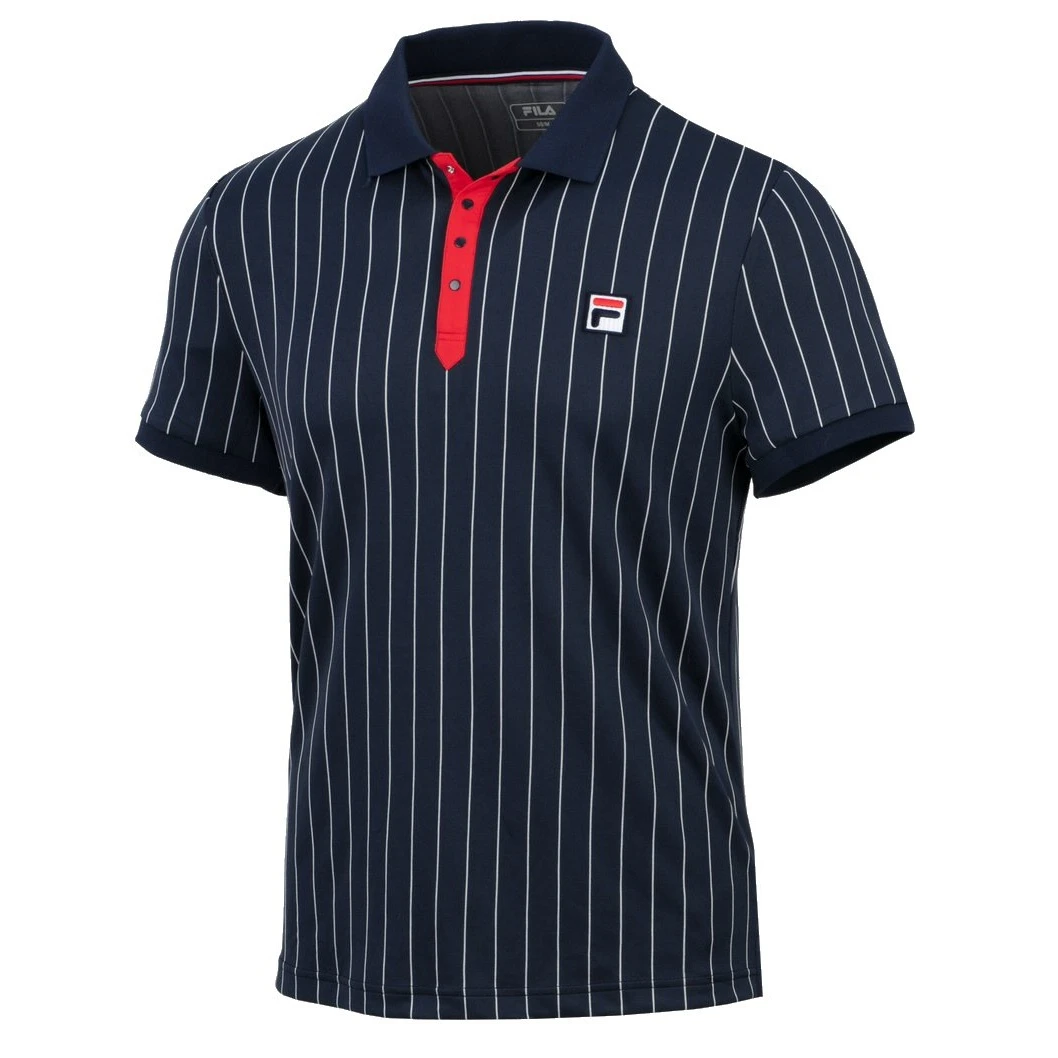 Aktion Noch Gültig Klicken Sie Auf Das Icon, Um Eine Erklärung Zu Erhalten. Fila Tennis-Polo Stripes (100% Polyester) Navyblau/weiss Herren