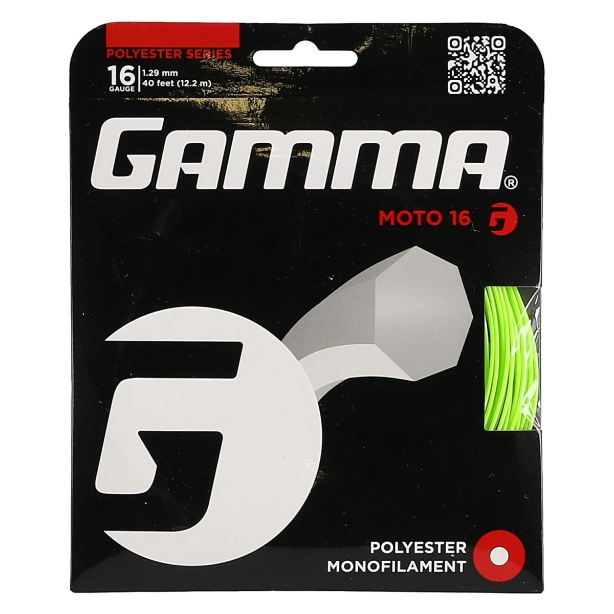 Gamma Tennissaite Moto (Haltbarkeit+Spin) Limettegrün 12m Set – Bild 6