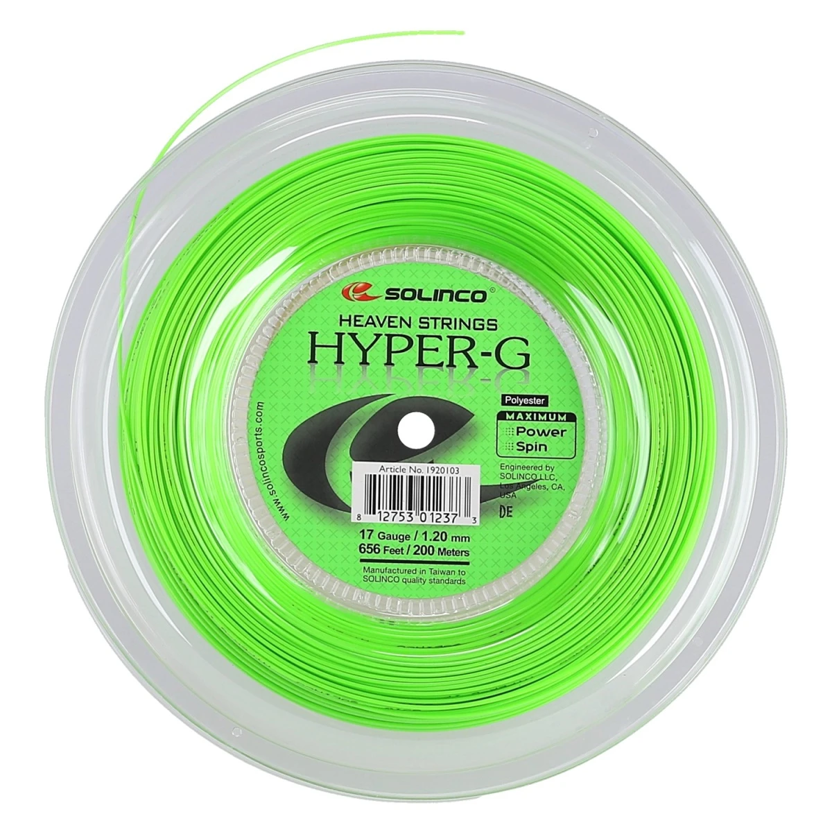 Solinco Tennissaite Hyper G (Haltbarkeit+Power) Grün 200m Rolle – Bild 2