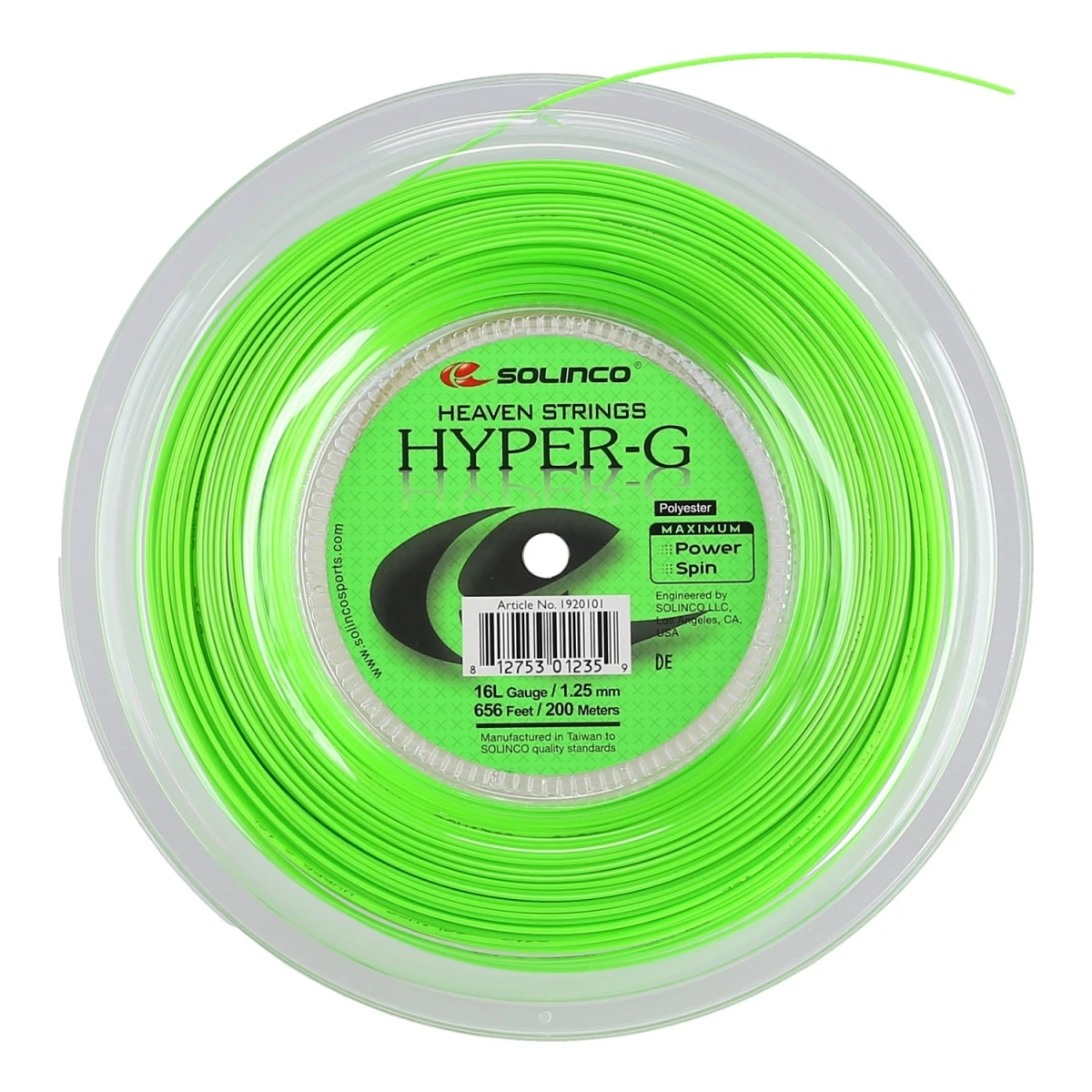 Solinco Tennissaite Hyper G (Haltbarkeit+Power) Grün 200m Rolle – Bild 3