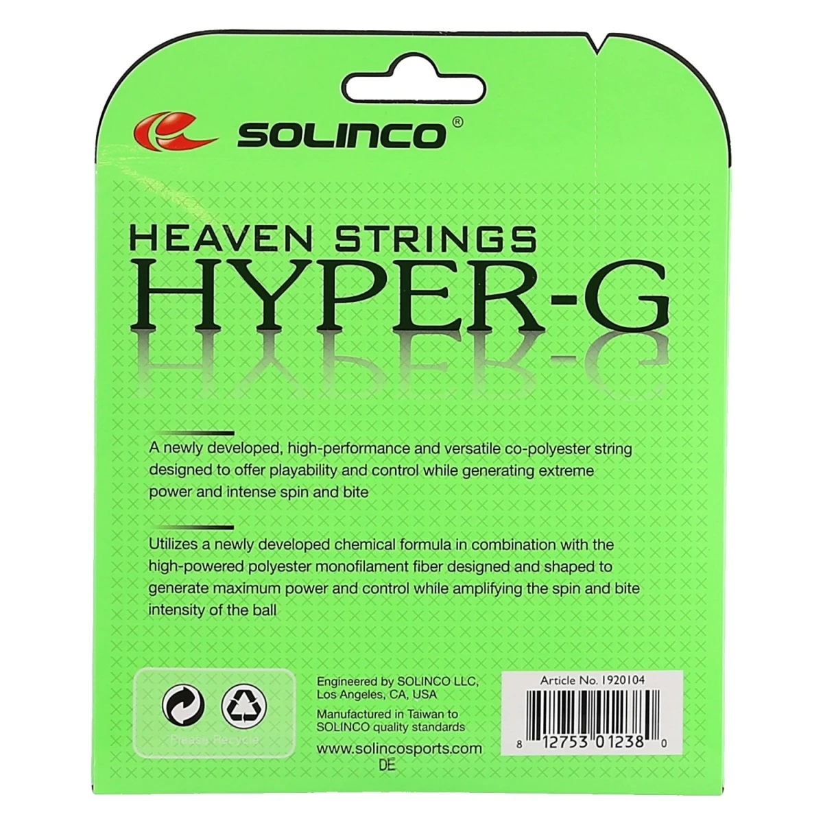 Solinco Tennissaite Hyper G (Haltbarkeit+Power) Grün 12m Set – Bild 2