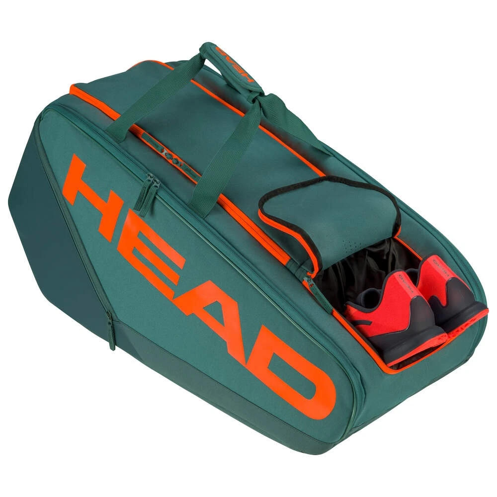 Head Tennis-Racketbag Pro Racquet Bag XL (Schlägertasche, 3 Hauptfächer) 2023 Cyangrün/orange 12er – Bild 3