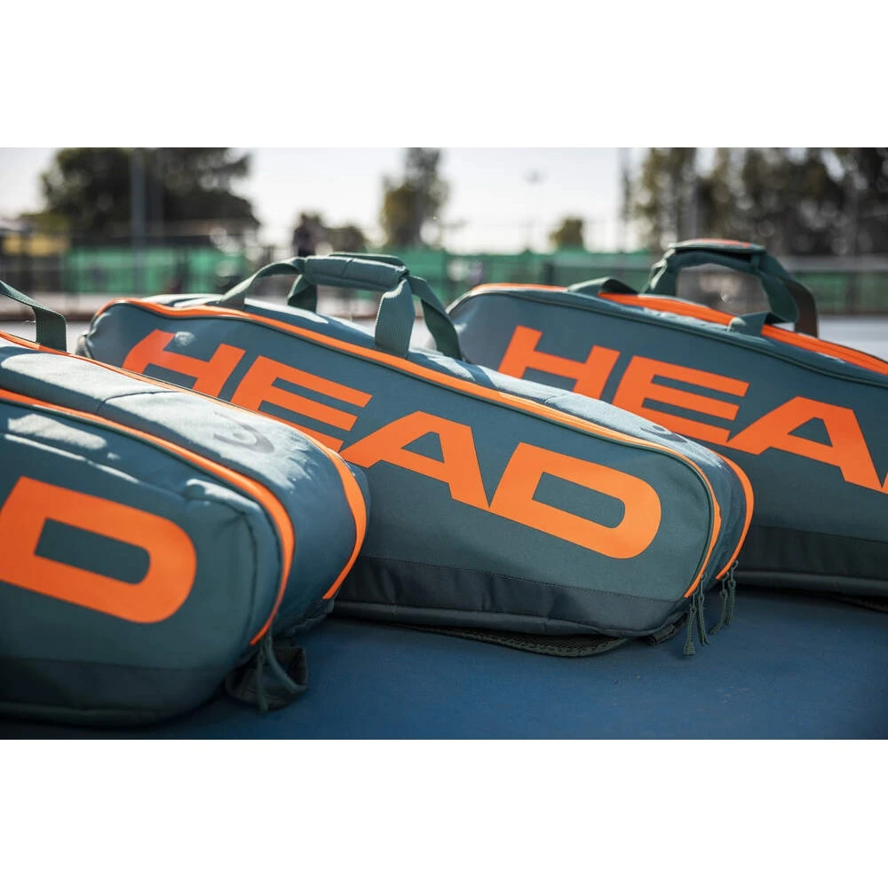 Head Tennis-Racketbag Pro Racquet Bag M (Schlägertasche, 2 Hauptfächer) 2023 Cyangrün/orange 6er – Bild 2