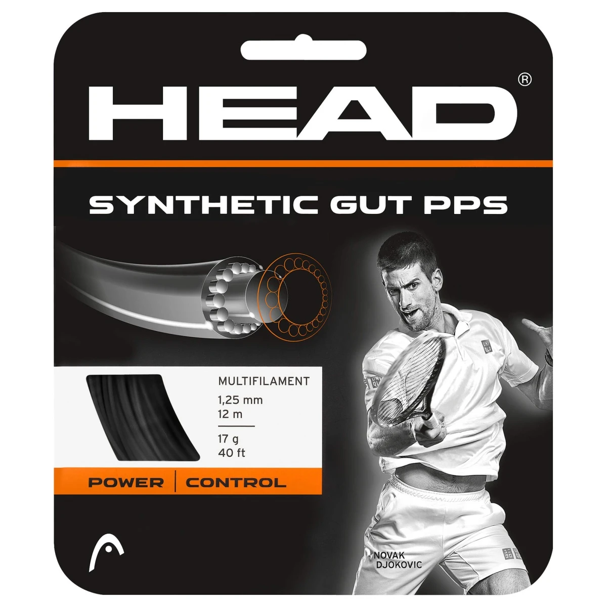 Head Tennissaite Synthetic Gut PPS (Allround) Schwarz 12m Set