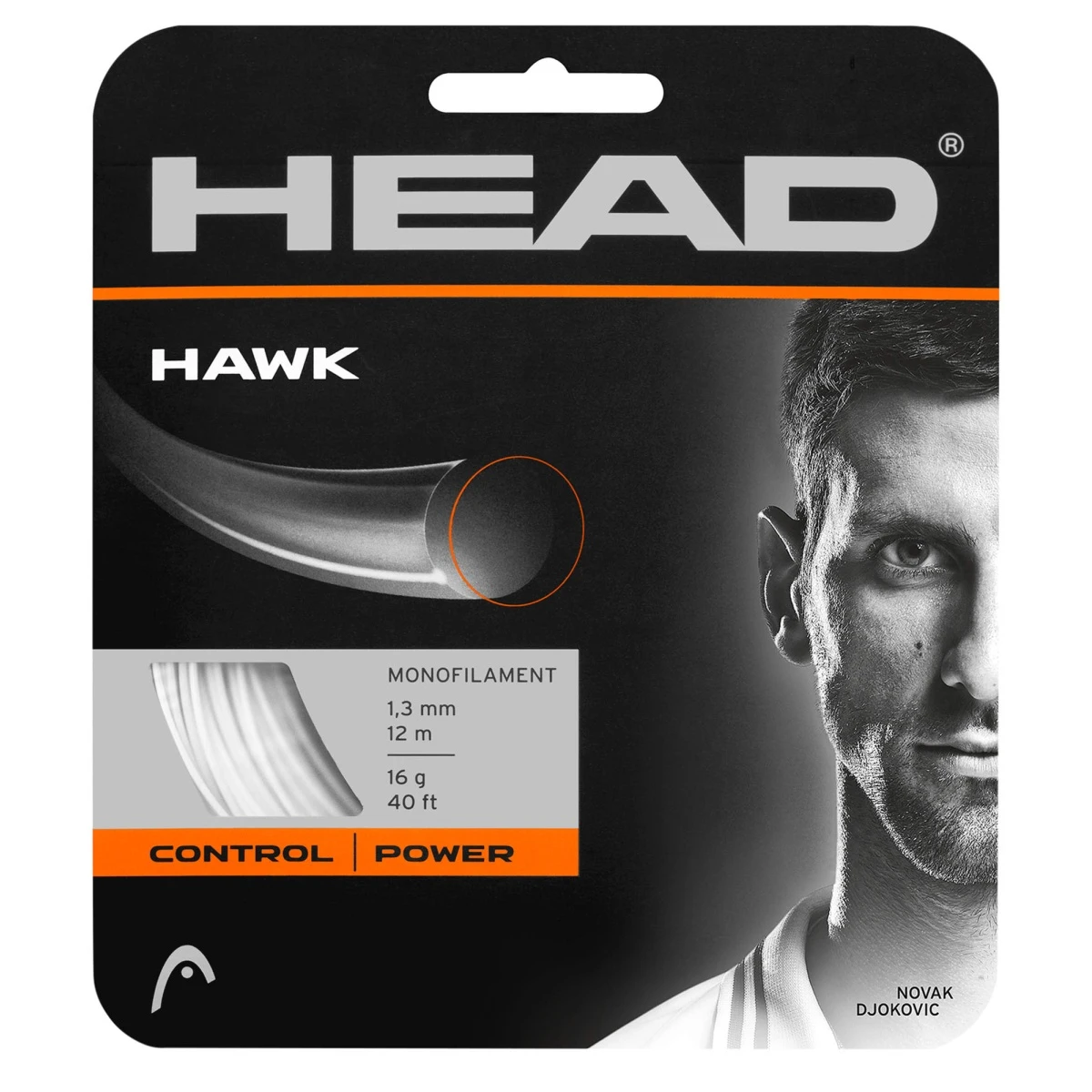 Head Tennissaite Hawk (Haltbarkeit+Power) Weiss 12m Set