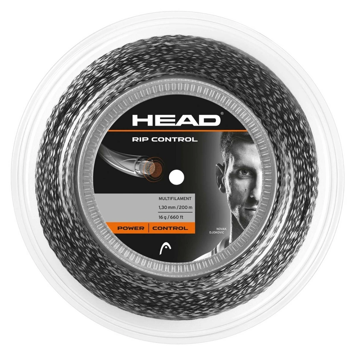 Head Tennissaite Rip Control (Kontrolle+Armschonung) Schwarz/weiss 200m Rolle