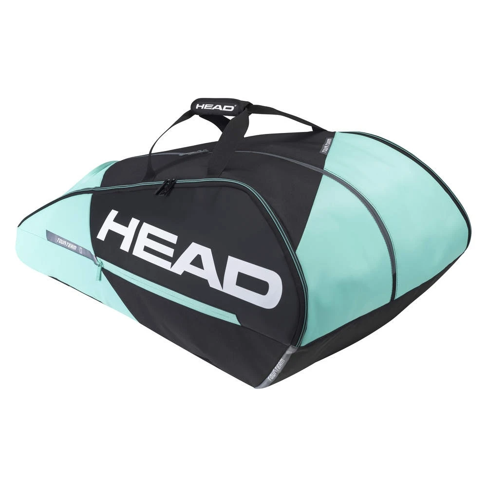 Head Tennis-Racketbag Tour Team (Schlägertasche, 3 Hauptfächer) Schwarz/mint 12R