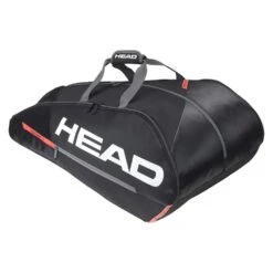 Head Tennis-Racketbag Tour Team (Schlägertasche, 3 Hauptfächer) Schwarz/orange 12R