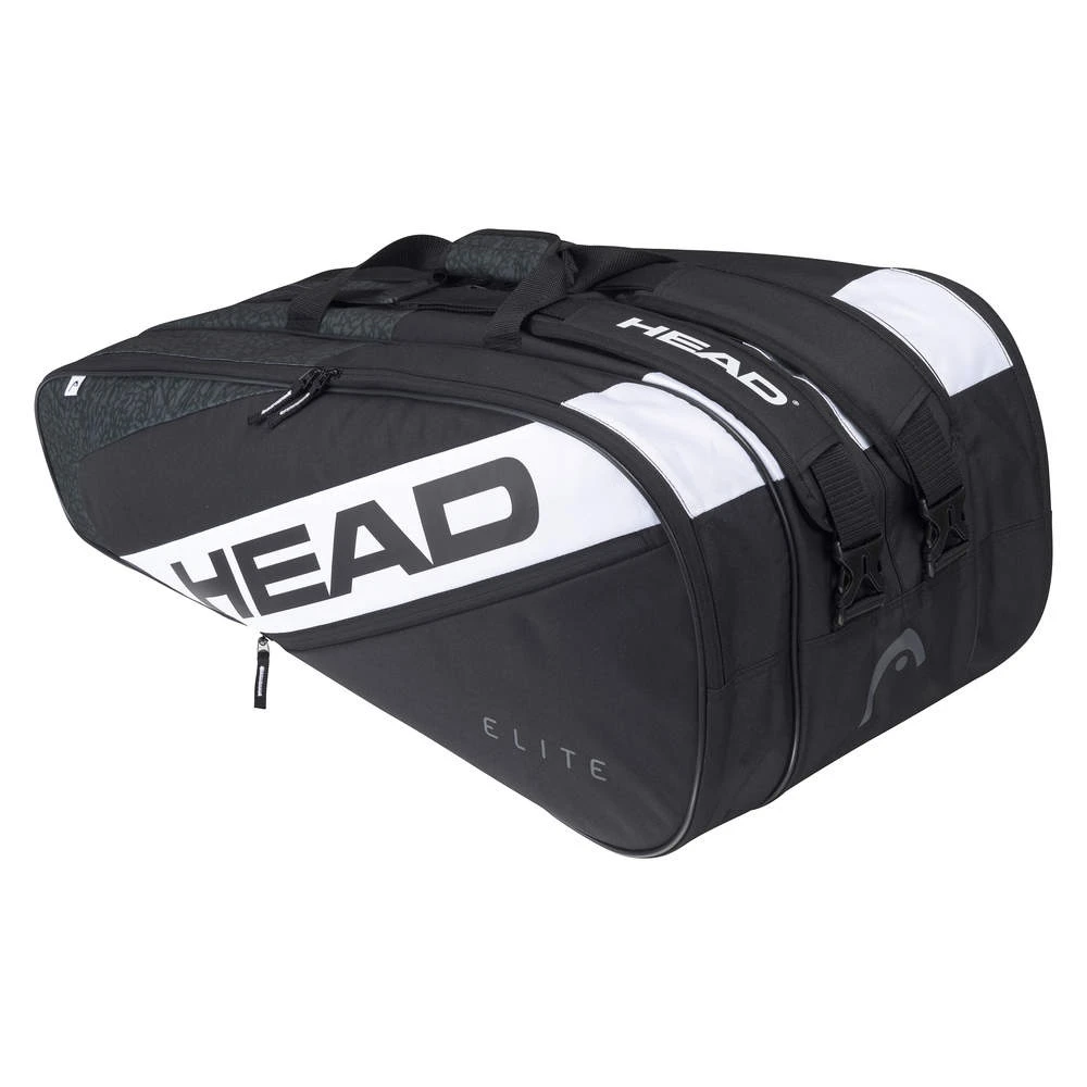 Head Tennis-Racketbag Elite (Schlägertasche, 3 Hauptfächer) Schwarz/weiss 12R