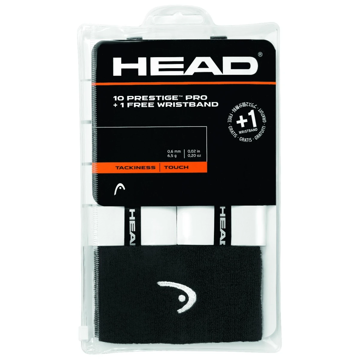 Head Overgrip Prestige Pro 10er Weiss + Schweissband Logo