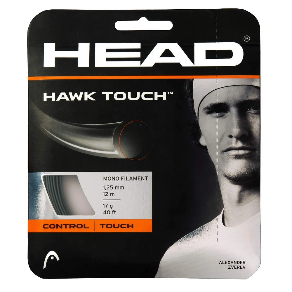 Head Tennissaite Hawk Touch (Haltbarkeit+Kontrolle) Anthrazitgrau 12m Set