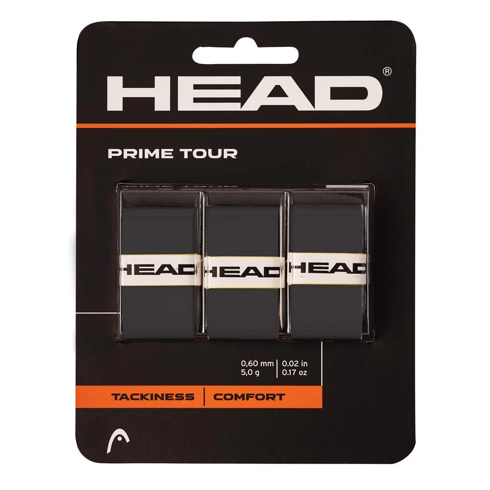 Head Overgrip Prime Tour 0.6 Mm (Komfort, Griffigkeit) Schwarz 3er
