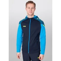 JAKO Kapuzenjacke Performance (Polyester-Fleece) Marineblau/hellblau Herren