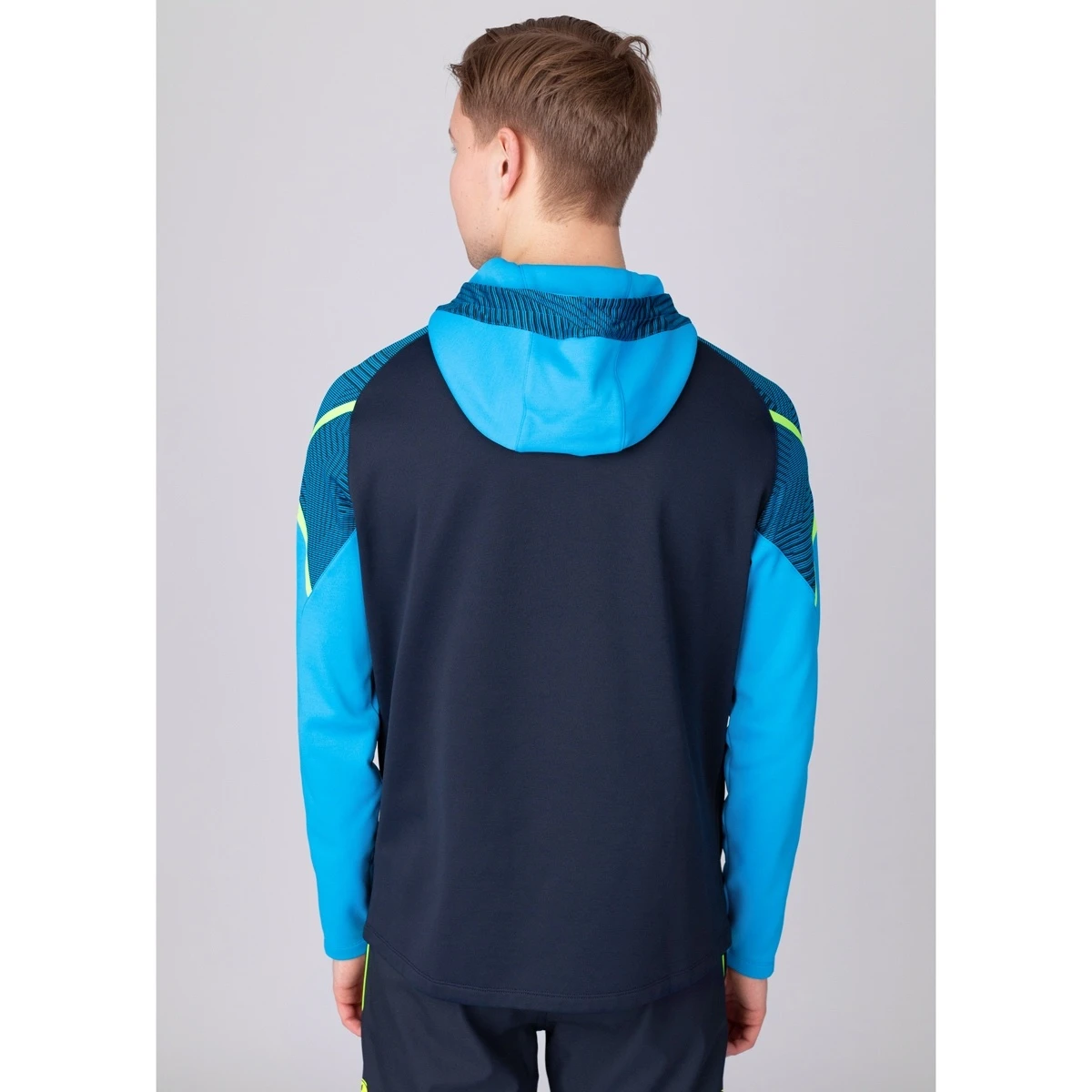 JAKO Kapuzenjacke Performance (Polyester-Fleece) Marineblau/hellblau Herren – Bild 2