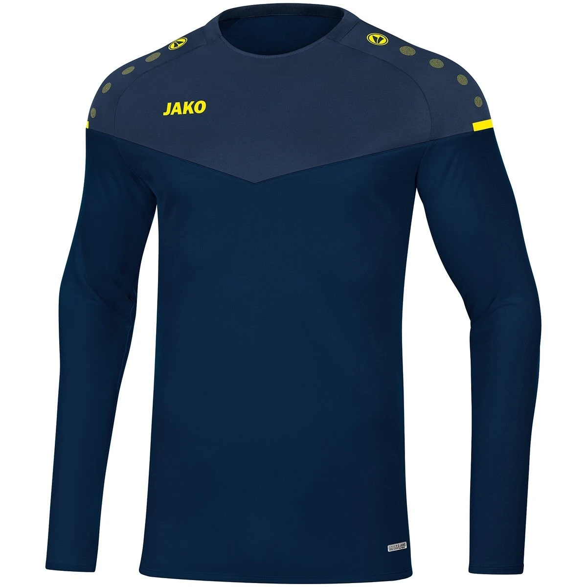 JAKO Sport-Langarmshirt Sweat Champ 2.0 (100% Polyester) Marineblau/gelb Herren – Bild 7