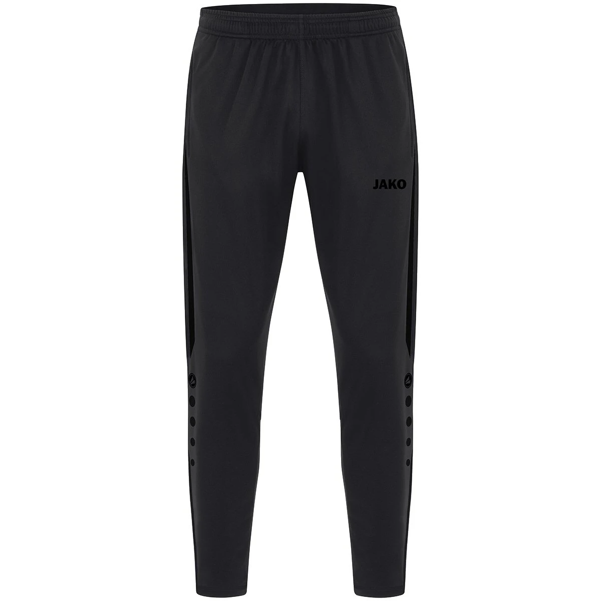 JAKO Trainingshose (Polyesterhose) Power (elastisch, Seitentaschen Mit Reißverschluss) Lang Schwarz Herren
