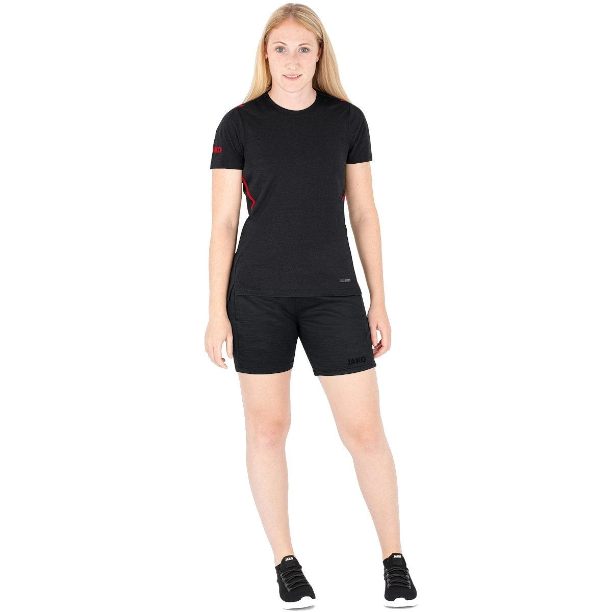 JAKO Trainingshose Short Challenge - Sportiver Schnitt, Melange Optik - Schwarz Meliert Damen – Bild 5