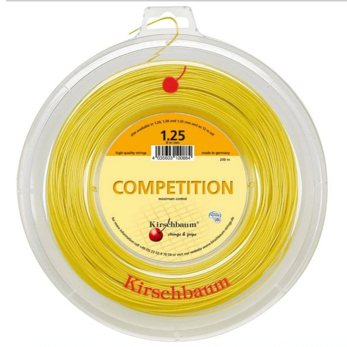 Kirschbaum Tennissaite Competition (Haltbarkeit+Kontrolle) Gelb 200m Rolle