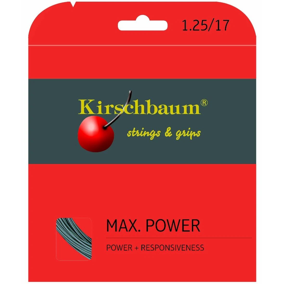 Kirschbaum Tennissaite Max Power (Haltbarkeit+Power) Anthrazit 12m Set