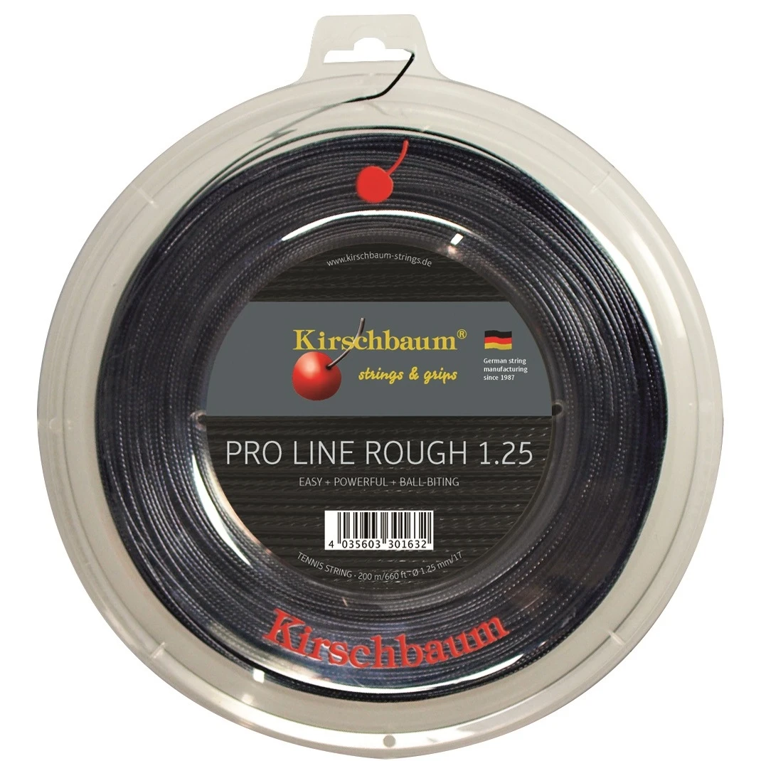 Kirschbaum Tennissaite Pro Line Rough (Haltbarkeit+Spin) Schwarz 200m Rolle