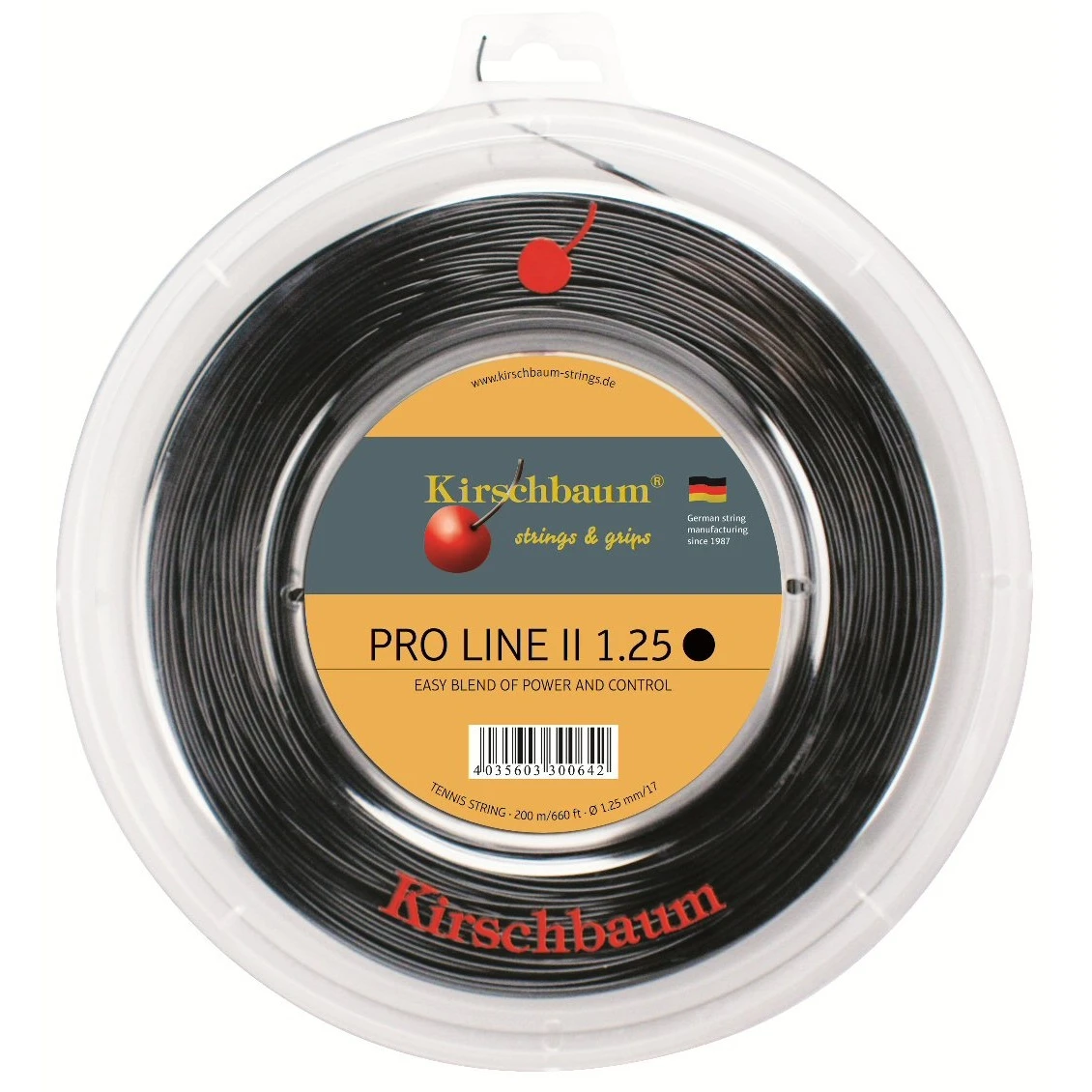 Kirschbaum Tennissaite Pro Line No II (Haltbarkeit+Kontrolle) Schwarz 200m Rolle