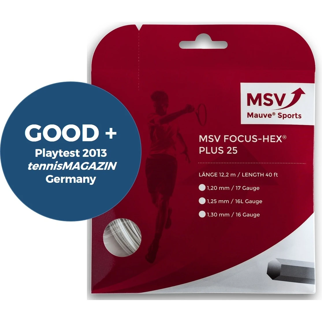 MSV Tennissaite Focus Hex Plus 25 Weiss 12m Set – Bild 3