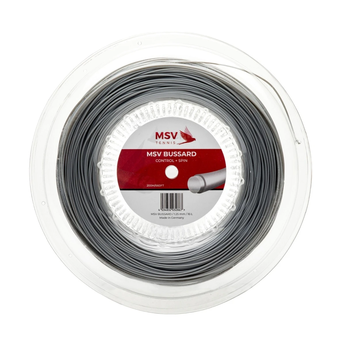 MSV Tennissaite Bussard (Haltbarkeit+Kontrolle+Spin) Silber 200m Rolle – Bild 2