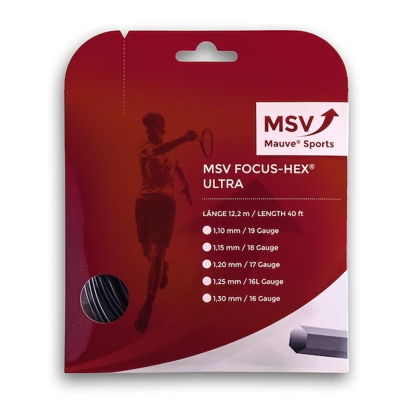 Besaitung Mit MSV Tennissaite Focus Hex Ultra (Spin+Spannungskonstanz) Schwarz