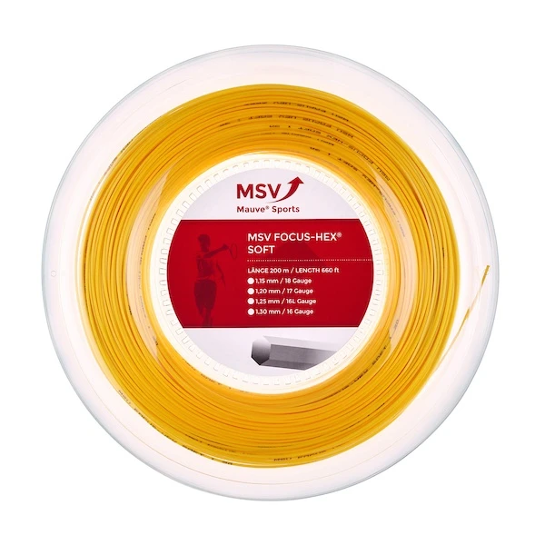 MSV Tennissaite Focus Hex Soft 1.20 (Haltbarkeit+Touch) Gelb 200m Rolle