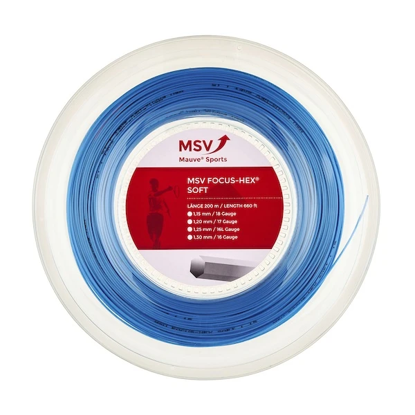 MSV Tennissaite Focus Hex Soft 1.15 (Haltbarkeit+Touch) Hellblau 200m Rolle