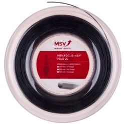 MSV Tennissaite Focus Hex Plus 25 (Haltbarkeit+Spin) Schwarz 200m Rolle