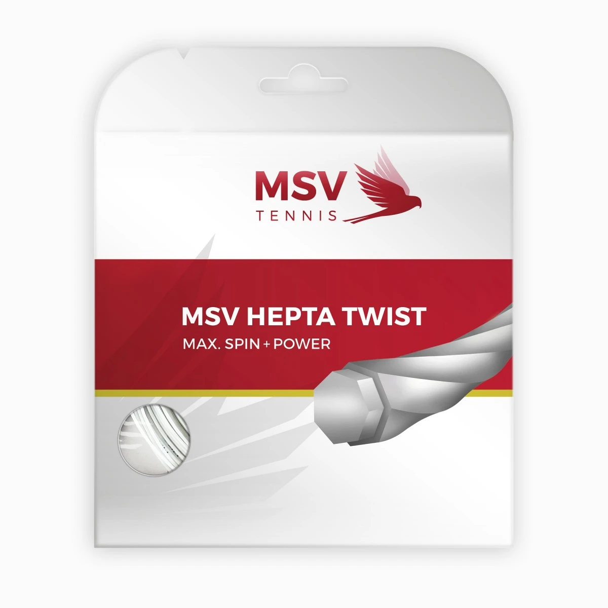 MSV Tennissaite Hepta Twist (Haltbarkeit+Spin) Weiss 12m Set