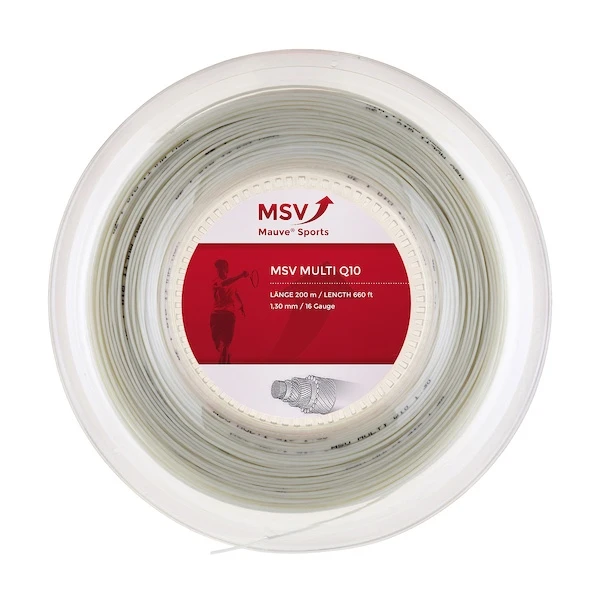 MSV Tennissaite Multi Q10 1.30mm (Armschonung+Touch) Weiss 200m Rolle