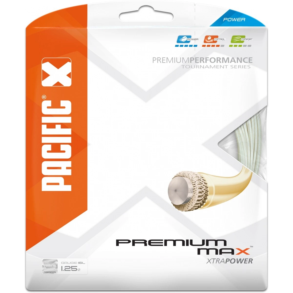 Pacific Tennissaite Premium Max (Power+Beschleunigung) Natur 12m Set