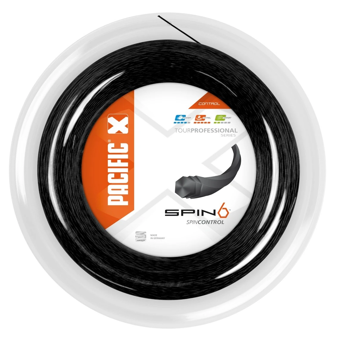 Pacific Tennissaite Spin 6 1.25 (Haltbarkeit+Spin) Schwarz 200m Rolle
