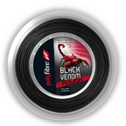 Polyfibre Tennissaite Black Venom Rough (Haltbarkeit+Spin) Schwarz 200m Rolle
