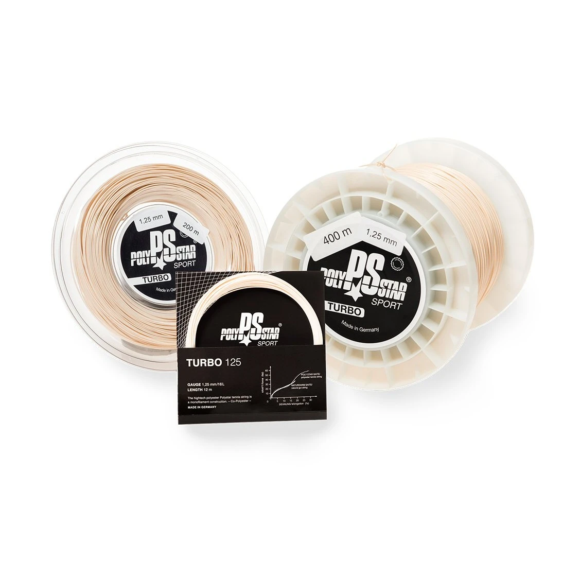 Polystar Tennissaite Turbo (Haltbarkeit+Power) Natur 200m Rolle – Bild 2
