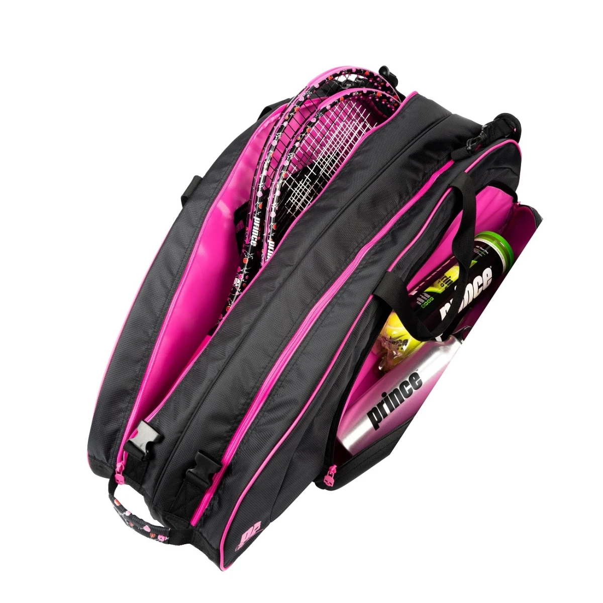 Prince Tennis-Racketbag (Schlägertasche, 2 Hauptfächer) Lady Mary Schwarz/pink 6er – Bild 2
