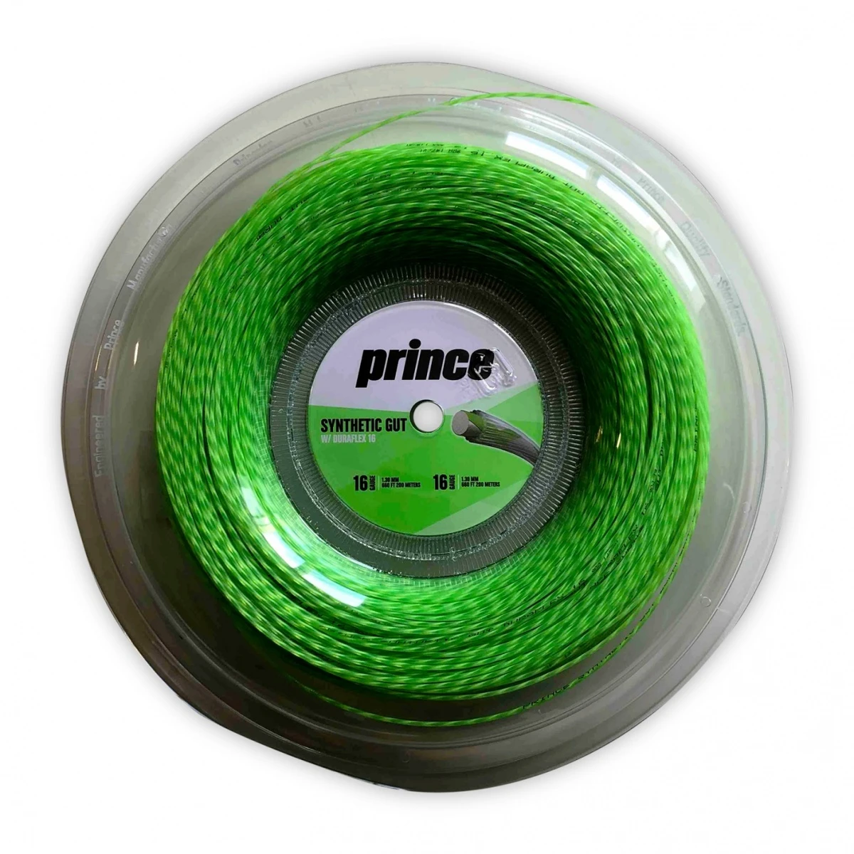 Prince Tennissaite Synthetic Gut Mit Duraflex (Allround+Haltbarkeit) Grün 200 Meter Rolle