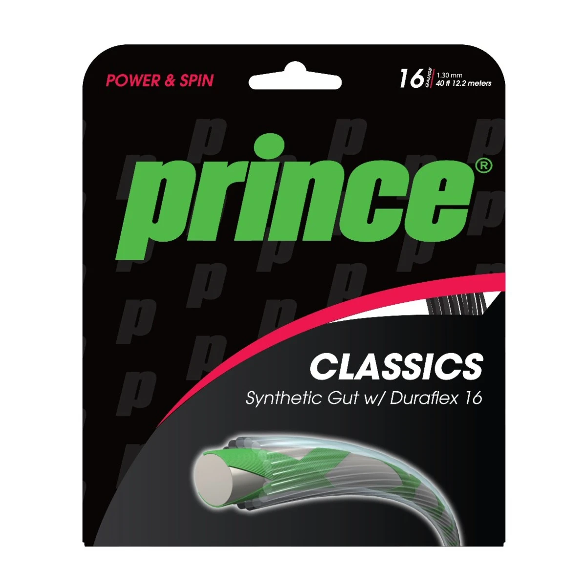 Prince Tennissaite Synthetic Gut Duraflex (Allround+Haltbarkeit) Schwarz 12m Set – Bild 2