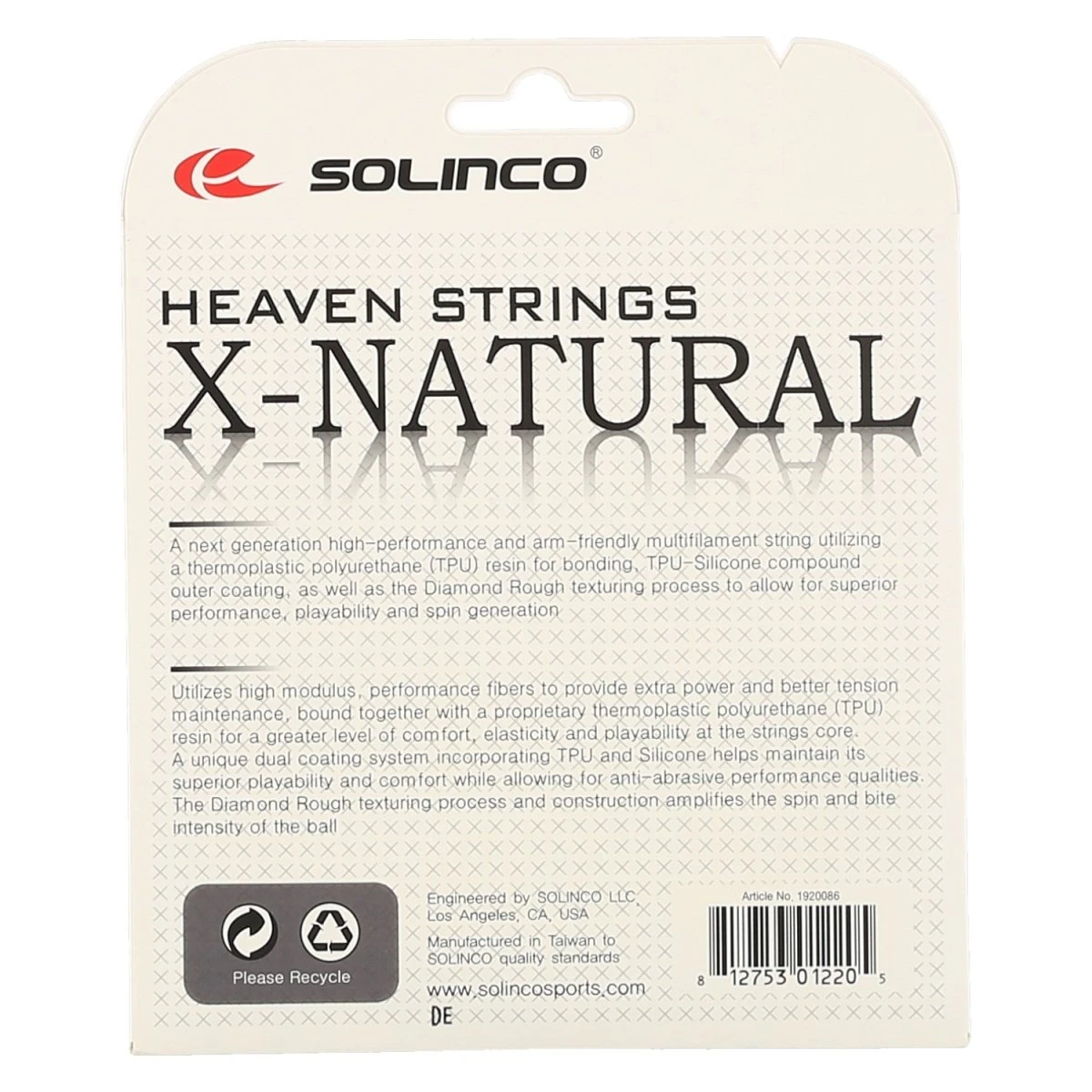 Besaitung Mit Tennissaite Solinco X Natural Schwarz – Bild 2